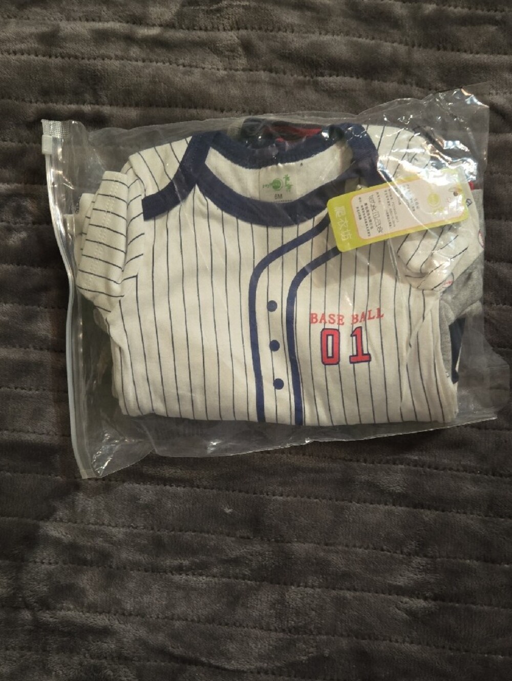 Baby Boys 5-Pack One-Piece Bodysuits - Navy, Gray, White, Red Stripes - Picture 3 of 3
